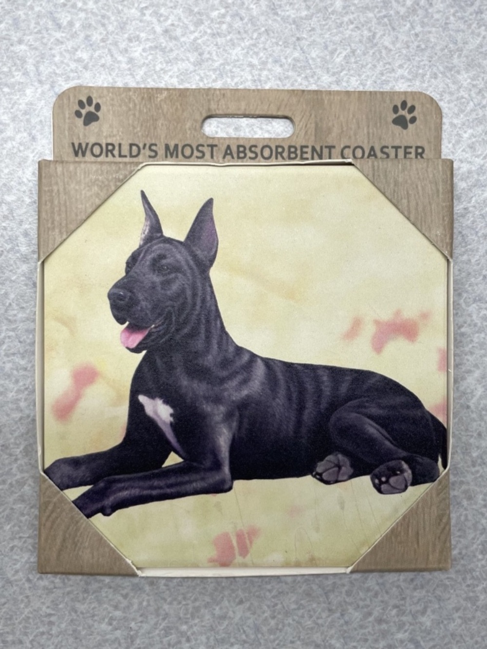 NEW Black Great Dane Dog Stone Coaster 4x4 World's Most Absorbent Pet Lover Gift